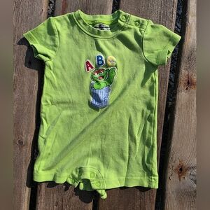 Sesame Street Lime Oscar The Grouch Green ABC Romper